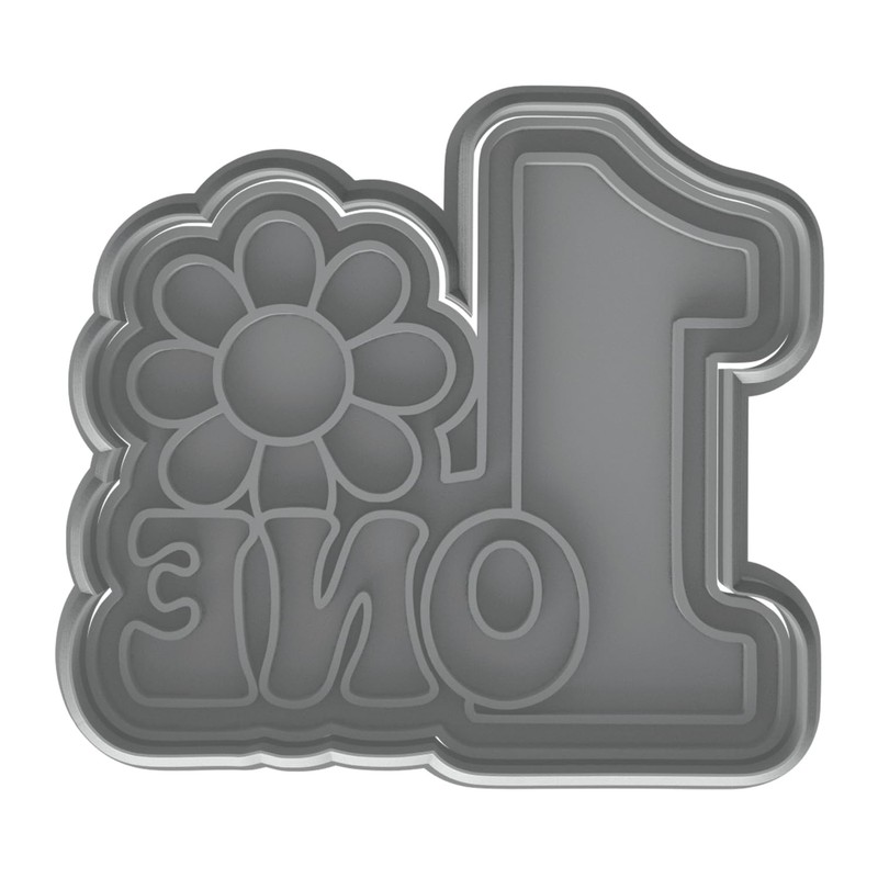 Number 1 with Retro Daisy Cookie Cutter & Stamp 4x3.2" for Baking & Fondant gallery