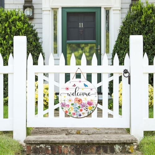 Spring Summer Flower Welcome Door Sign Wildflower Wooden Wildflower vivid gallery