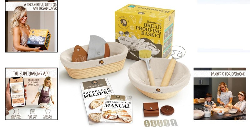 Sourdough Proofing Basket Set 2 Rattan Banneton Round 9" & Oval 10" Bread Mak... gallery