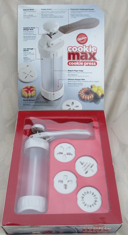 WILTON Cookie Max Cookie Press 12 Design Discs Cushion-Grip Handle NIB