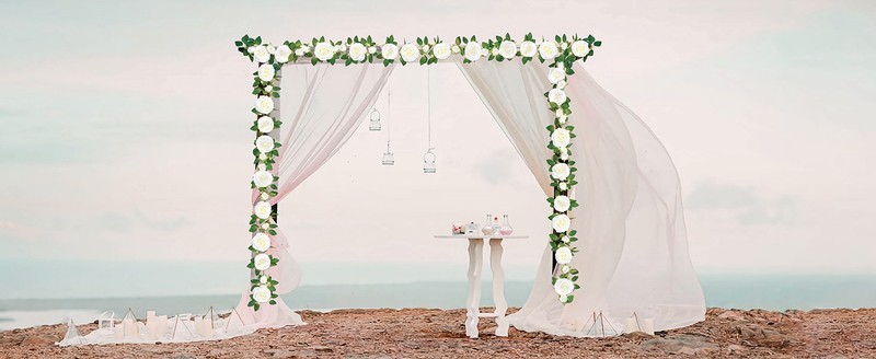 Flower Garland. Lights, White Floral Garland Fake Flowers for Home Wedding gallery