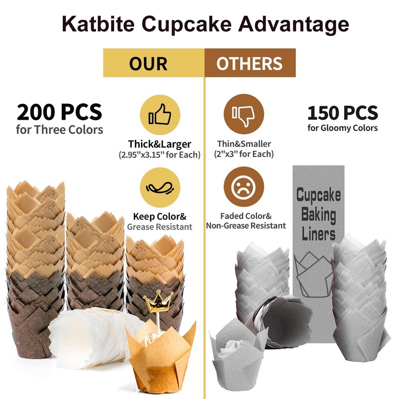 200 PCS Tulip Cupcake Liners Holders Muffin Baking Cups Wrapper Party Wedding gallery