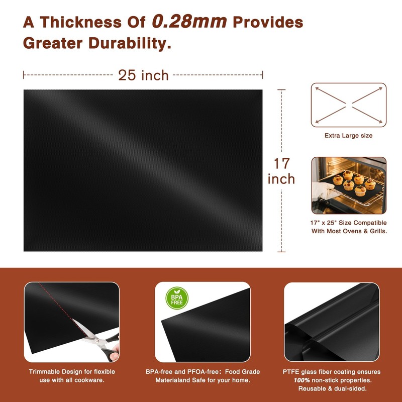 PrettyCare Oven Liners for Bottom of - 2 Pack Large Heavy Large, Black gallery