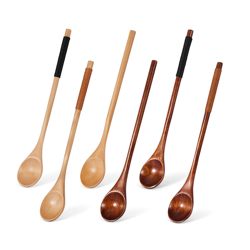 Wooden Tea Spoon Long Coffee Spoons Small Teaspoon Wood Honey Dessert Spo-lg gallery