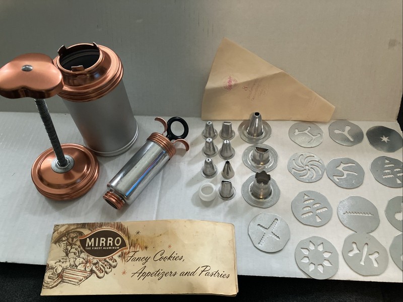 Vintage Mirro Cookie Press Complete Set Cooky Pastry Press Spritz Grandmas Xmas