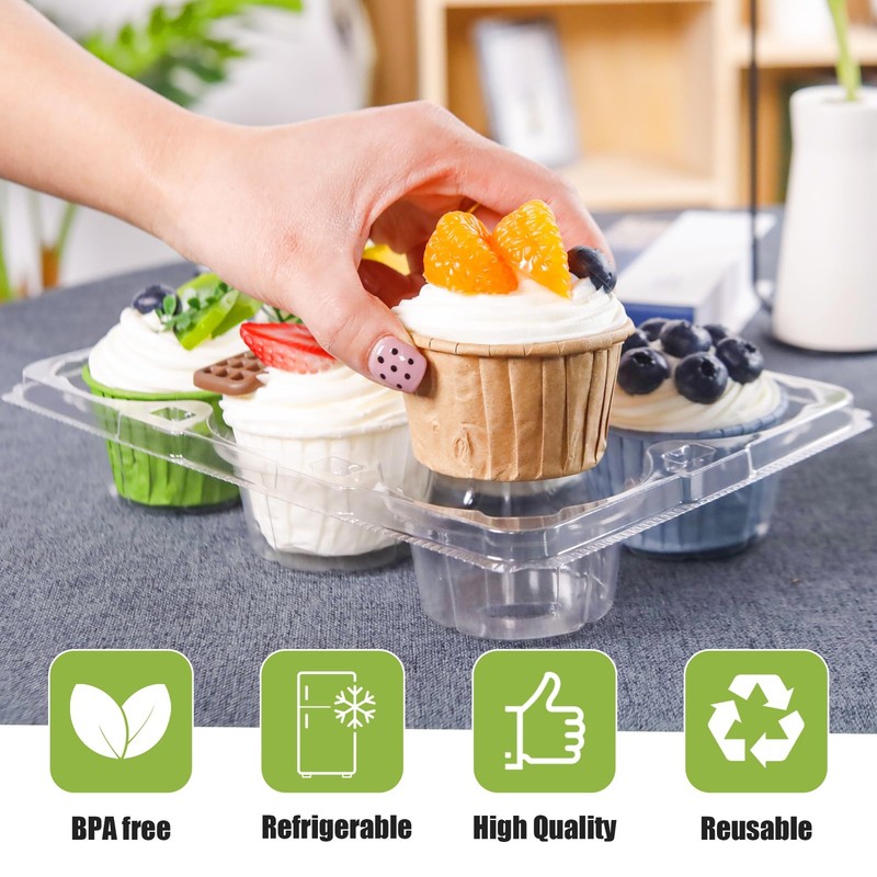 6 Count Cupcake Containers 30 Pack Cupcake Holders Clear Plastic Stackable Cu... gallery