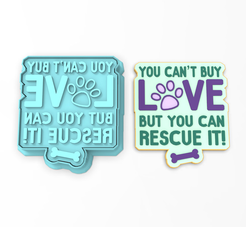 Rescue Dog Cookie Cutter & Stamp | Adopt Shelter Pets Animals Paw Print Bone
