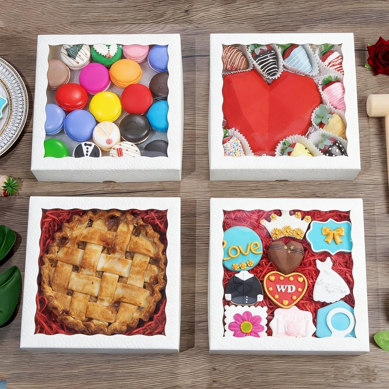 12Pack 9X9X2.5 Inches White Bakery Boxes,Pie Boxes with Clear Window Treat Bo... gallery