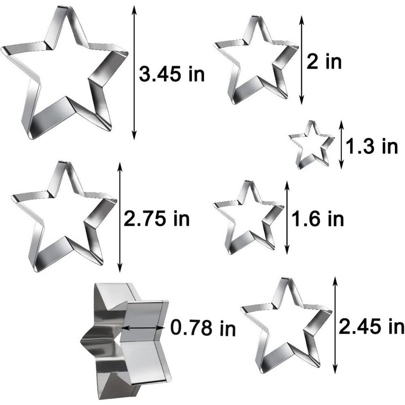 Stainless Steel Star Cookie Cutters Set of 6 Pieces Five Pointed Shape Biscuit gallery