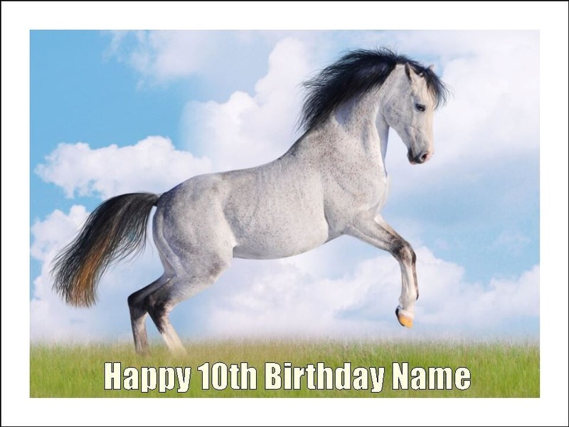White Horse Cake & Cupcake Toppers – Edible Icing Party Decorations – 3 Sizes