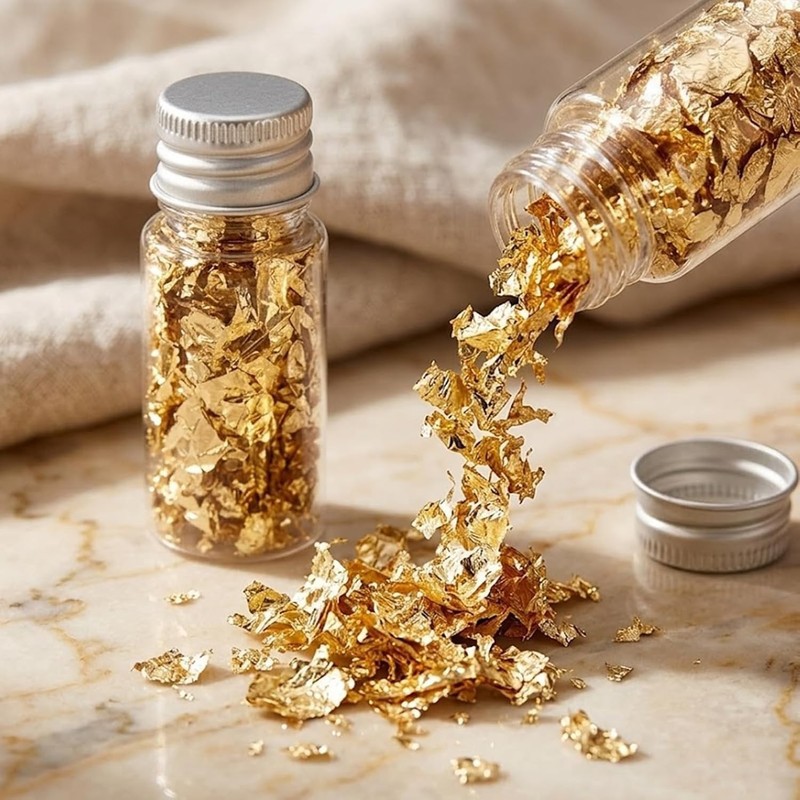 Decorative Gold Leaf Flakes Cake Drink Cupcake Gilding Foil 2PCS gallery