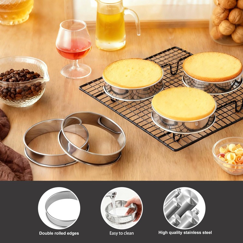 5 PCS Crumpet Rings 4 Inch Stainless Steel Egg Rings English Muffin Tart Mold gallery