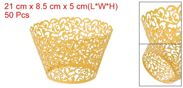 Cupcake Wrappers Paper, 50 Pack Baking Cups Standard Vine Decor, Gold gallery