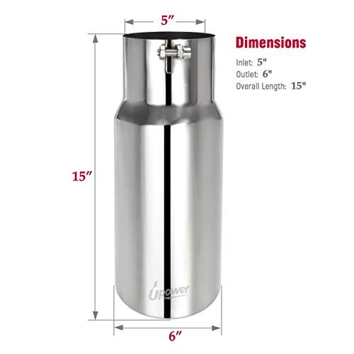 Diesel Exhaust Tip 5" to 6" Stainless Steel Bolt-On Tail Pipe Tips 5 5"x6"x15" gallery