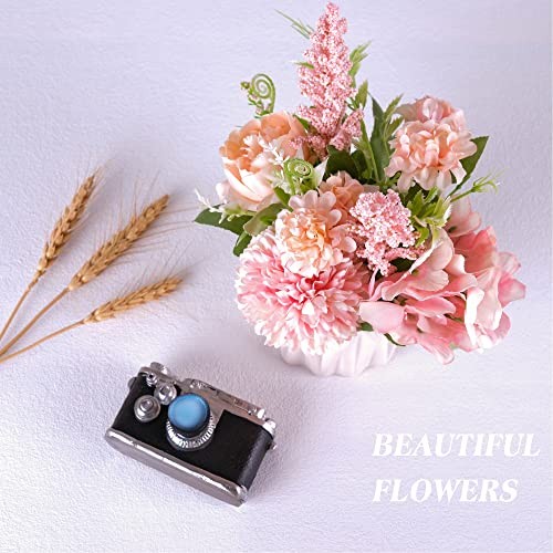 Artificial Potted Flowers Small Ceramic Vase Fake Flower Plants Desktop Pink gallery