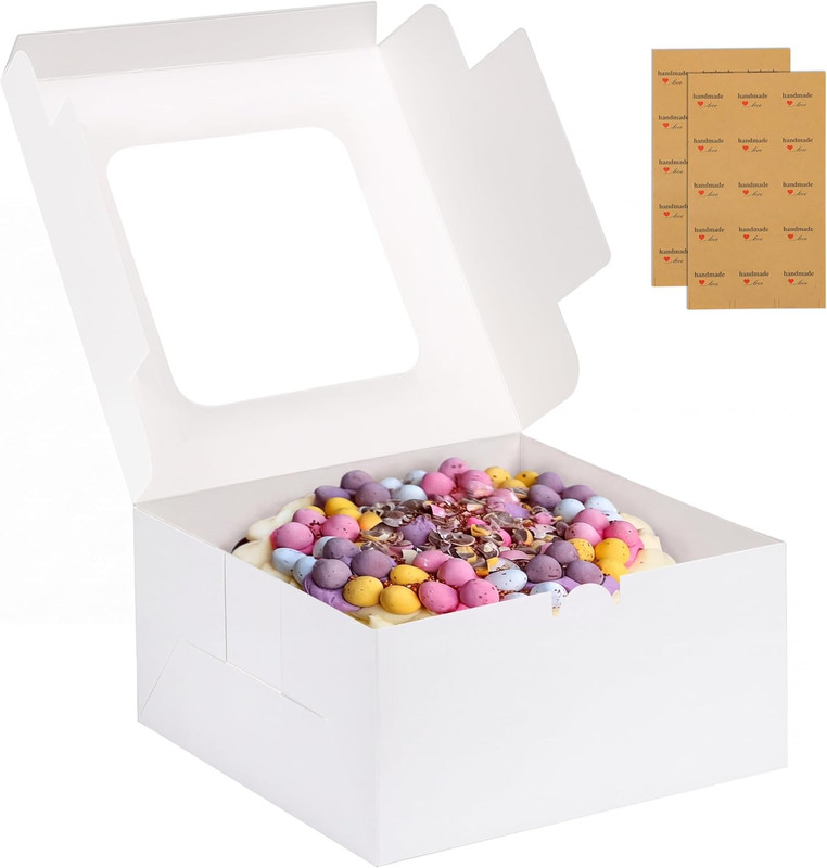 24Pcs Cake Boxes, 10X10X5 Inches White Square Bakery Boxes with Window Cajas Pas gallery