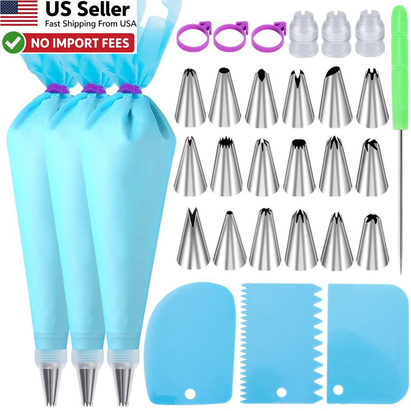 Piping Bags and Tips Set Cakes Decorating Kit Supplies 3 Reusable 18 FROM USA