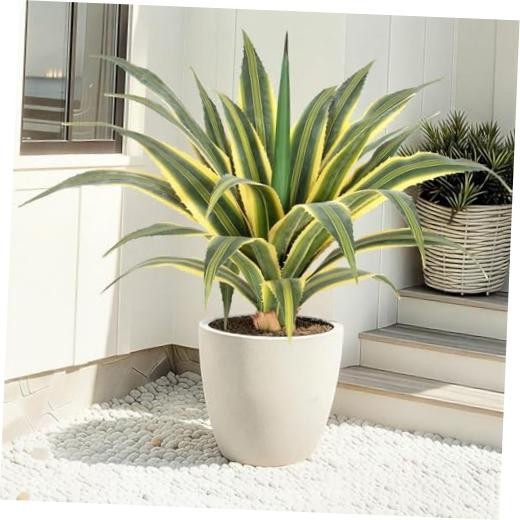 Artificial Agave Plants Outdoor, 32” Large UV Resistant Spiked Fake Agave 32″ 1
