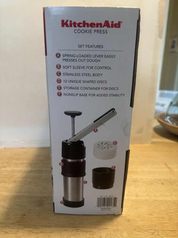 KitchenAid Gourmet Cookie Press Set Stainless Steel/Black 12 Discs NEW In Box gallery