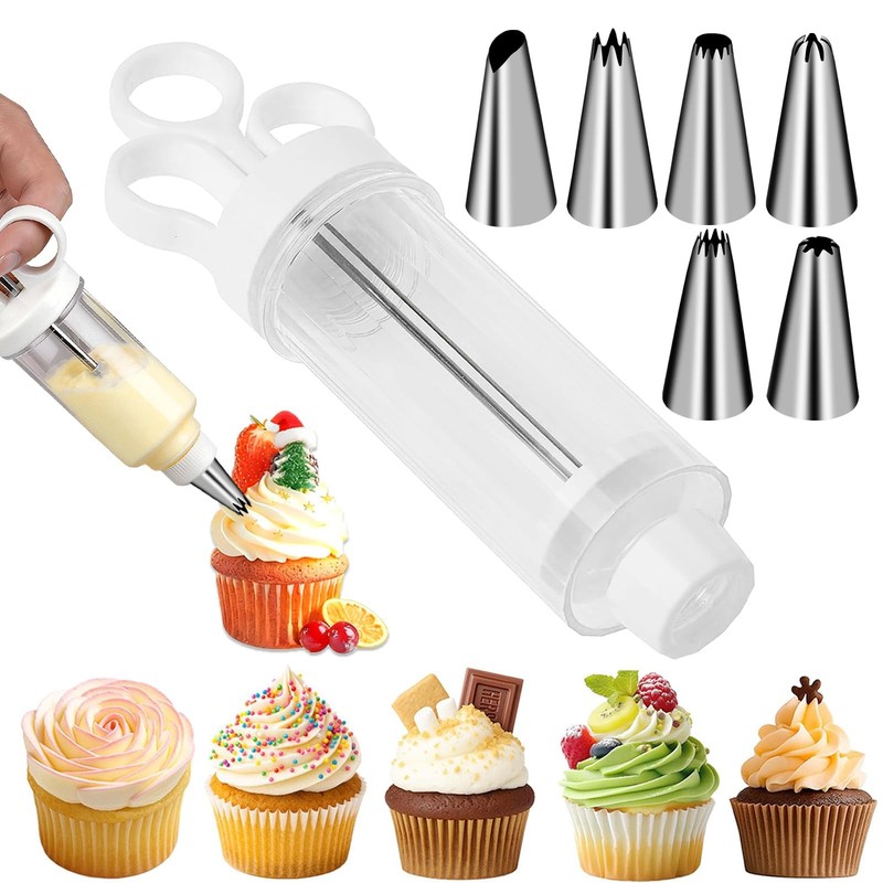 Suuker Cake Decorating Gun, Cupcake Icing Piping Kit, Type1, White