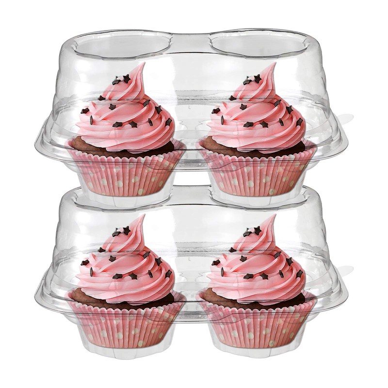 60 Count 2-Compartment Plastic Cupcake Containers Disposable with Connected A…