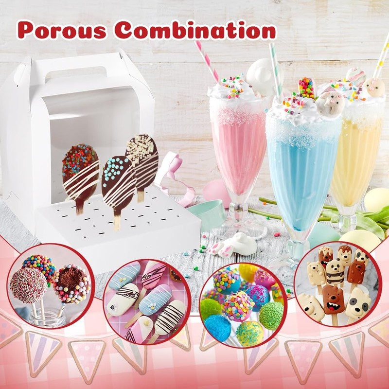 Portable Cake Pop Holder Boxes: 4Pcs Packaging Containers with white gallery