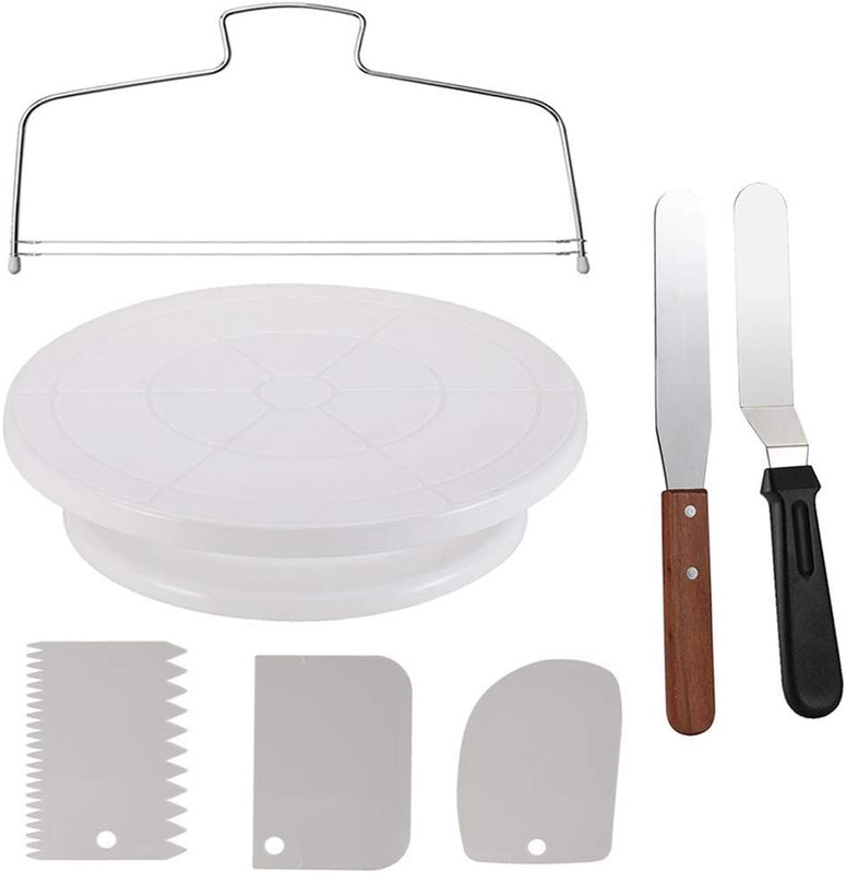 Cake Decorating Turntable,Cake Decorating Supplies with Decorating Comb/Icing Sm gallery