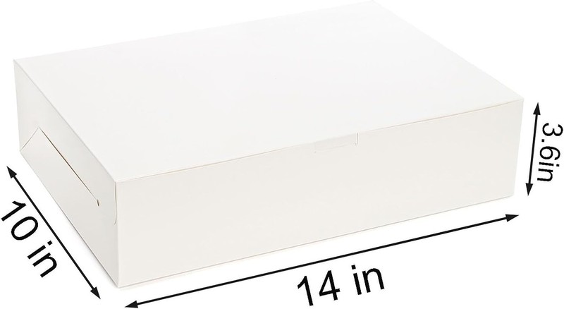20 Pack White Cardboard Bakery Boxes, 14 X 10 X 3.5 Inches Quarter Sheet Cake Bo gallery