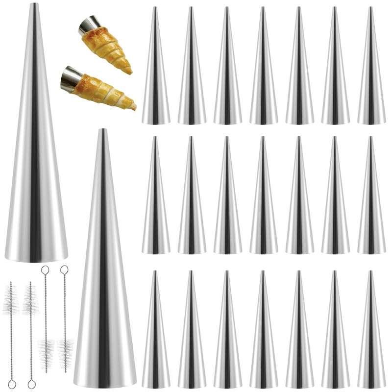 80 PCS 5.5 Inch Cream Horn Molds, Stainless Steel Cannoli Tubes, Conical, Baking