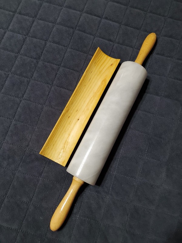 Vintage Gray Marble Rolling Pin With Wood Handles & Rest Stand Kitchen Baking