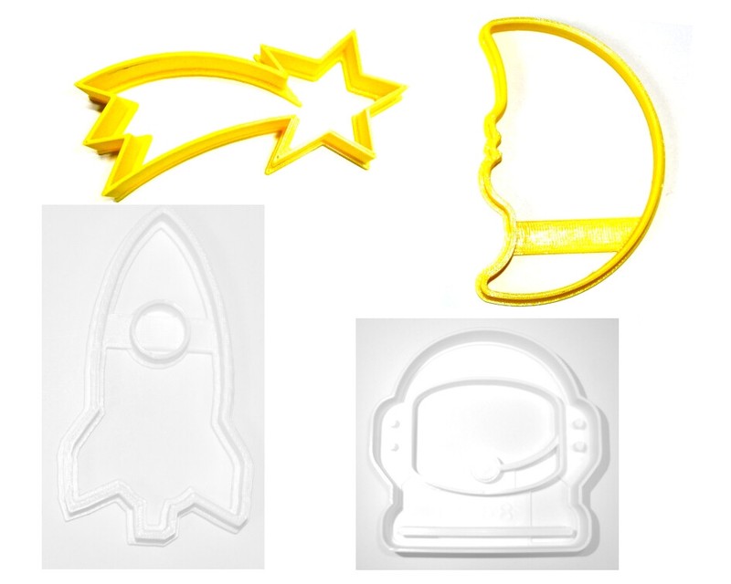 SPACE KIT ROCKET MOON ASTRONAUT SHOOTING STAR SET OF 4 COOKIE CUTTER PR1110