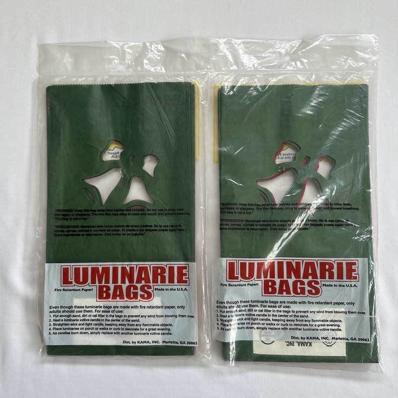 Vintage Holiday Luminarie Bags Fire Retardant Paper 7 Packs Made In U.S.A. gallery