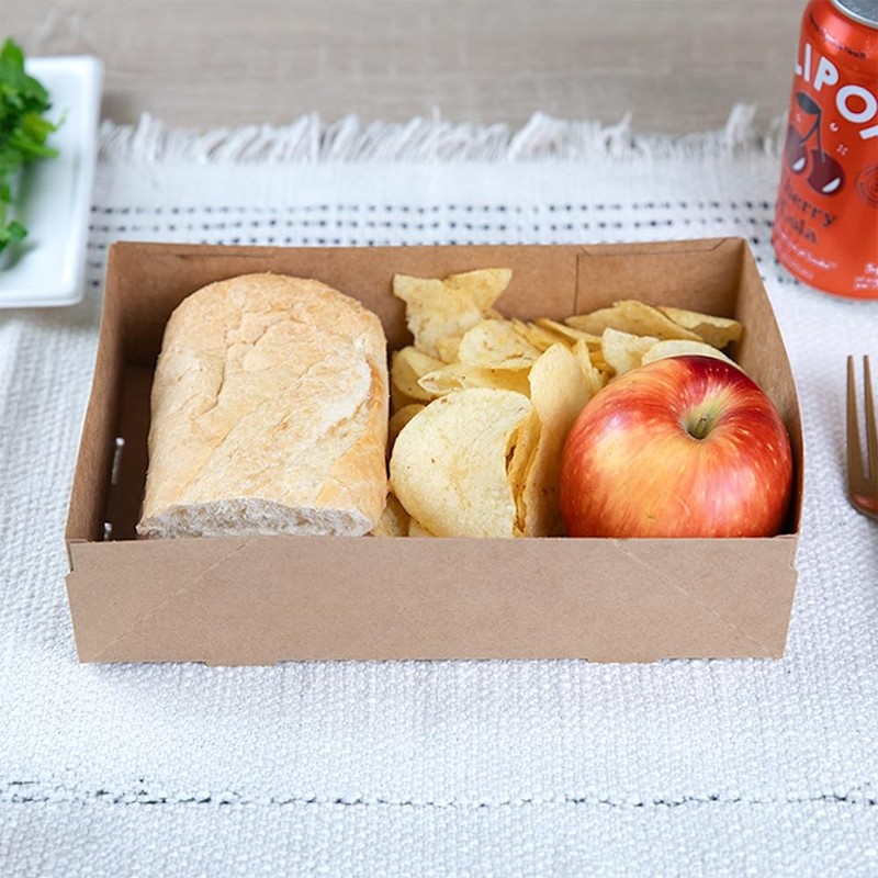 0122 Kraft Paperboard 4 Corner Pop Up Food Tray, 8-5/8" Length x 5-1/2" Width... gallery