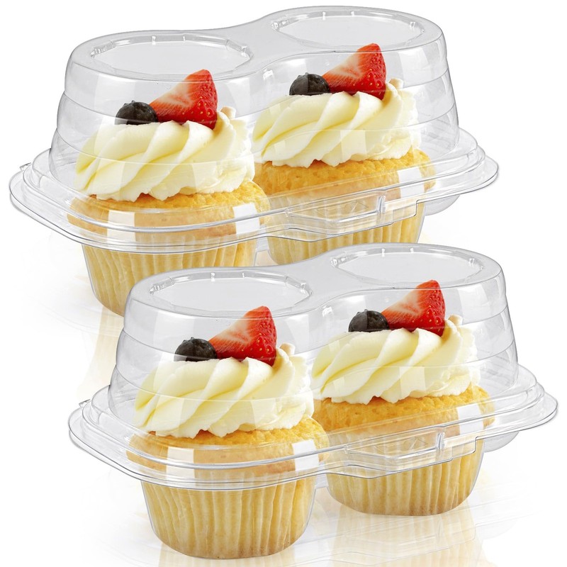 60 Pcs 2 Cavity Cupcake Boxes,Clear Plastic Cupcake Containers,2-Compartment …