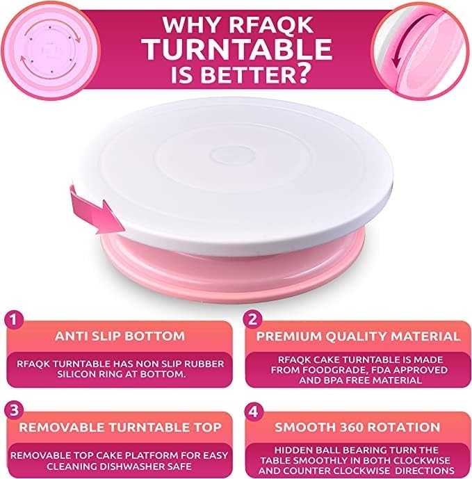 35PCs Cake Turntable and Leveler-Rotating with Non Slip pad-7 Icing Tips and ... gallery