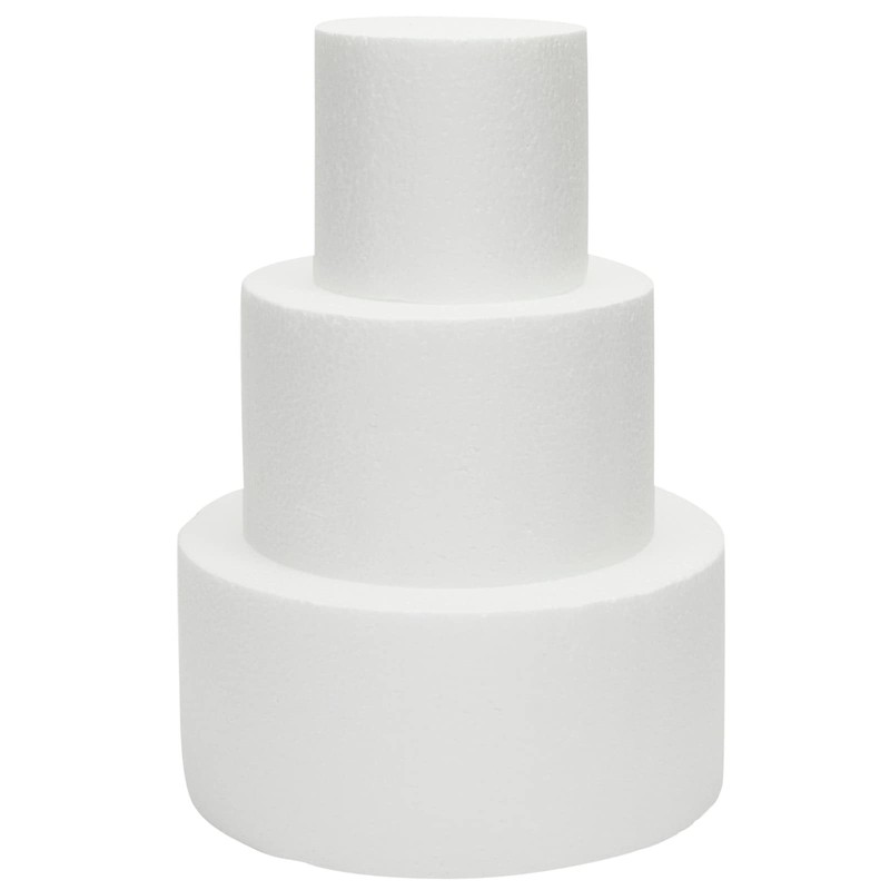 Fake Cake Dummy Set – 10.8 in Tall, 3-Tier Round White Foam – for Fake Birthd…