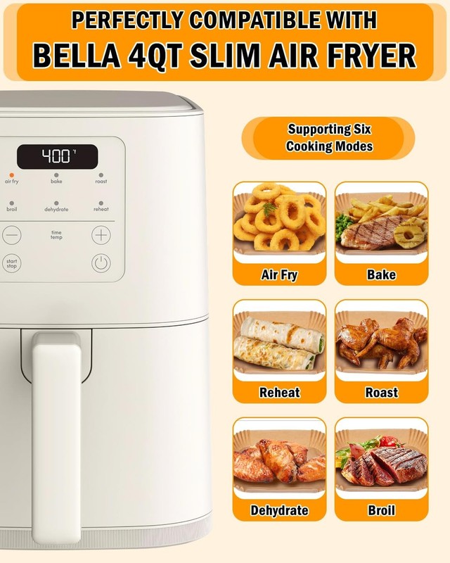 Air Fryer Disposable Paper Liner for Bella 4Qt Slim Air Fryer, 130PCs Food gallery