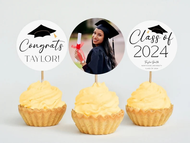 Congrats Graduation Cupcake Toppers w/ Your Photo