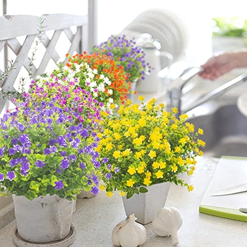 Grunyia 20 Bundles Outdoor Artificial Fake Flowers UV Resistant Eucalyptus-mix gallery