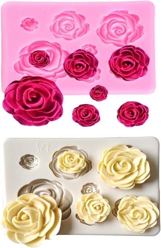 2PCS Pink Silicone Rose Flower Cake Mold for Fondant & Chocolate gallery