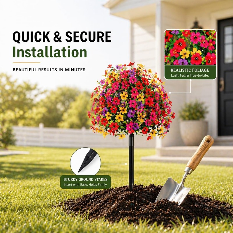 Lww Artificial Outdoor Plants Uv Resistant Faux Flower Topiary Balls Ground gallery