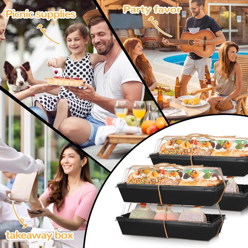 100 Pcs Black Charcuterie Boxes with Clear Lids Cookie Boxes Disposable Cake ... gallery