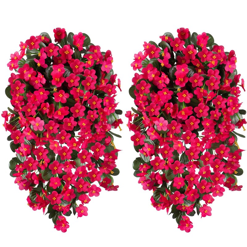 Florisso Artificial Flowers For Outdoor Decoration 2 Pcs Fake Silk Hotpink gallery