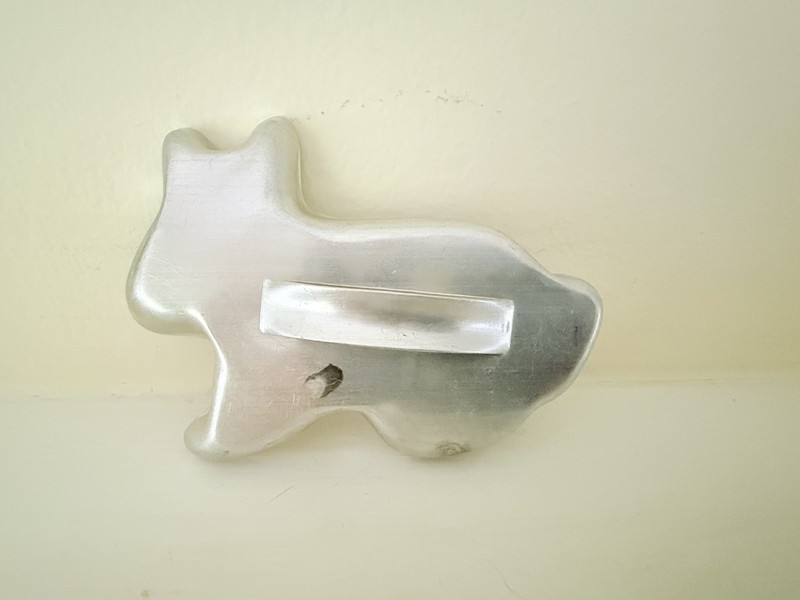 Vintage Aluminum Bunny Rabbit Metal Cookie Cutter w/ handle