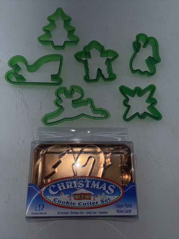 Global Decor Christmas Cookie Cutter Set Copper Plated Heavy Gauge & Plastic Set