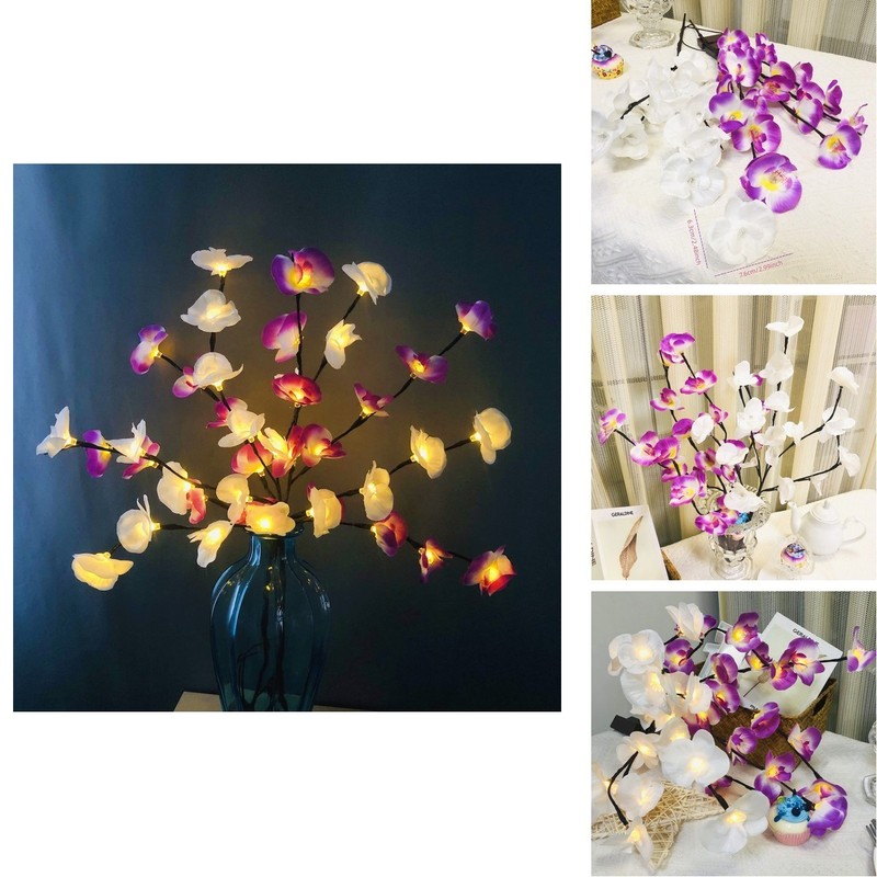 Sezrgiu 2 Pack Led Orchid Branch Light Phalaenopsis Twig Lamp Artificial