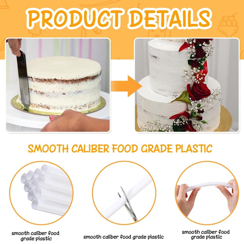 200 Pieces White Plastic Cake Dowel Rods Bulk for Tiered Cake Construction an... gallery