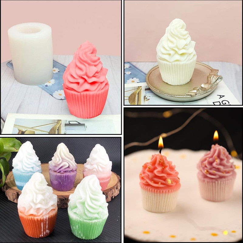Cupcake Shape Soap Mold Ice Cream 3.18 x 2.55 x 3.26 inches, White gallery