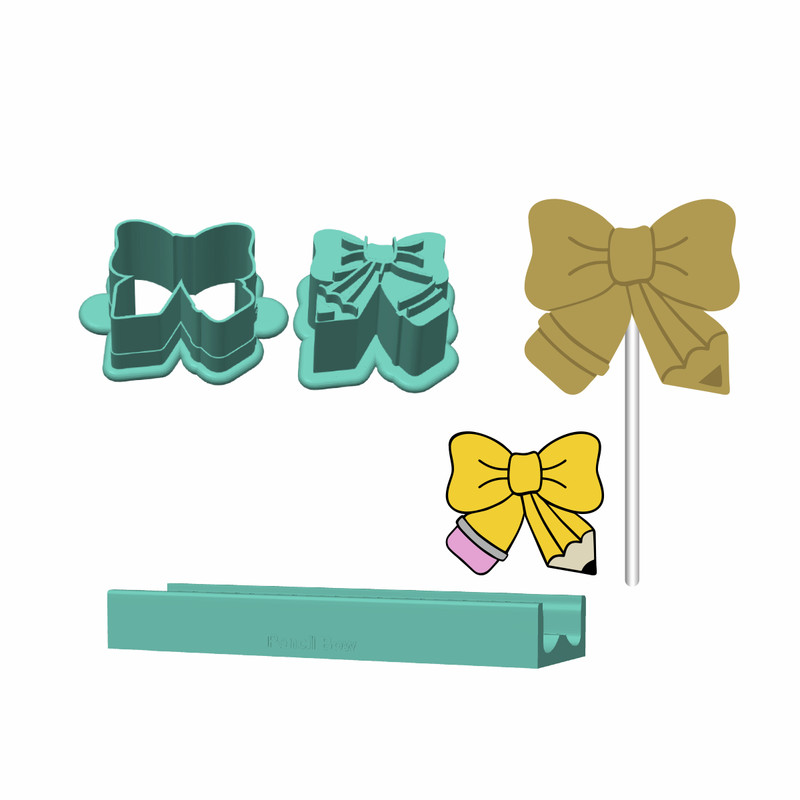 Pencil Bow Cake Pop Mold |Deluxe Cutter, Popper, and Tray Option