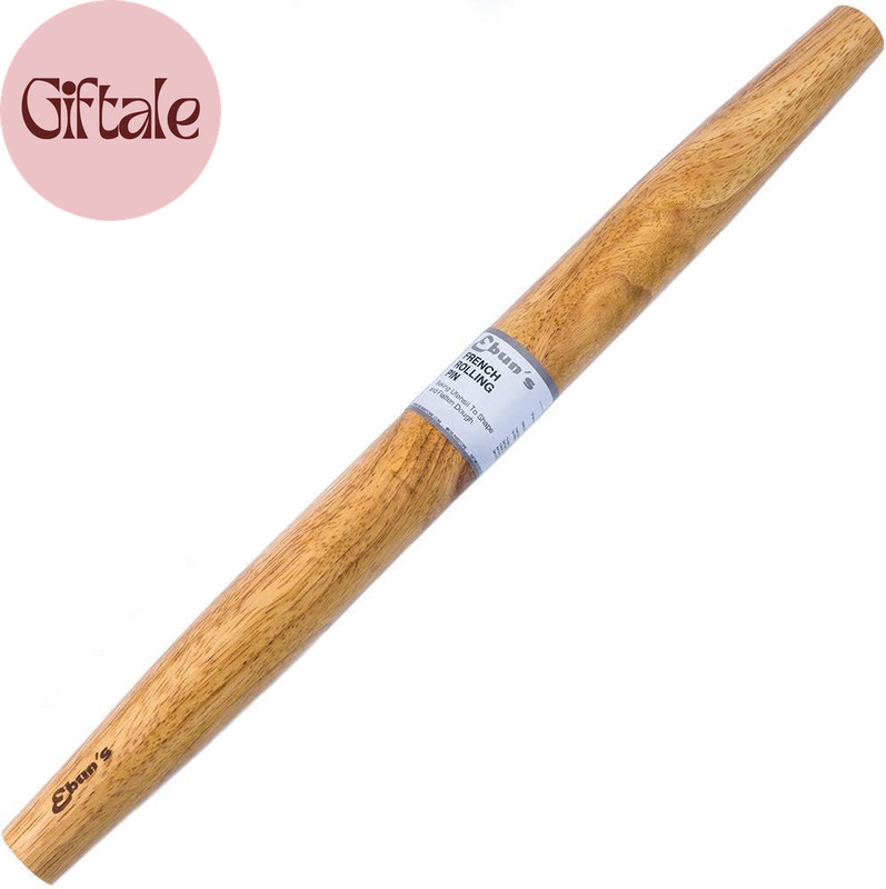 French Rolling Pin – 18 Inch Wooden Dough Roller for Baking Pizza, Pie Crust, Co